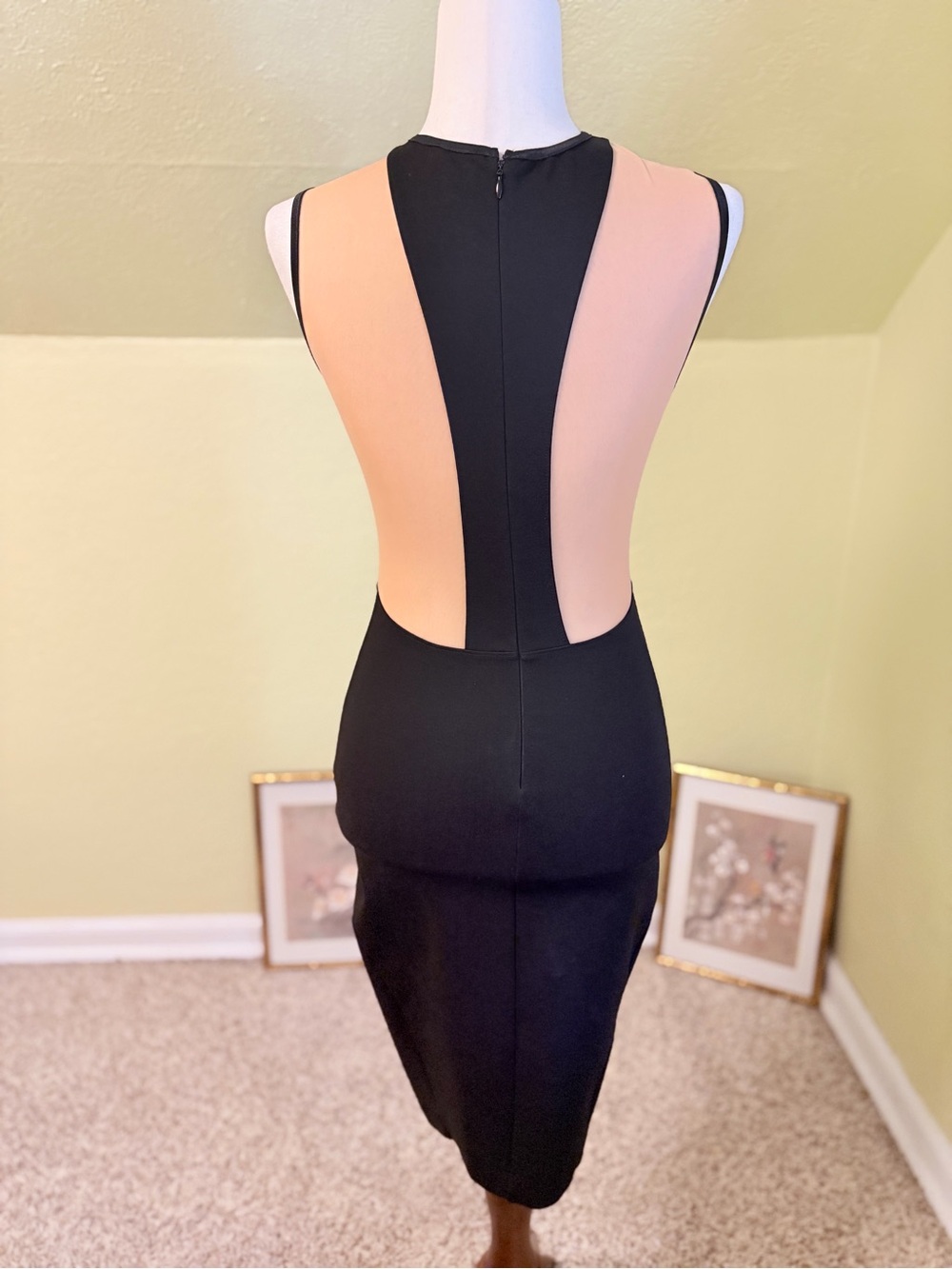 Torn by Ronny Kobo Black Illusion Mesh Panel Sweetheart Midi Dress Small Y2K - Picture 3 of 6